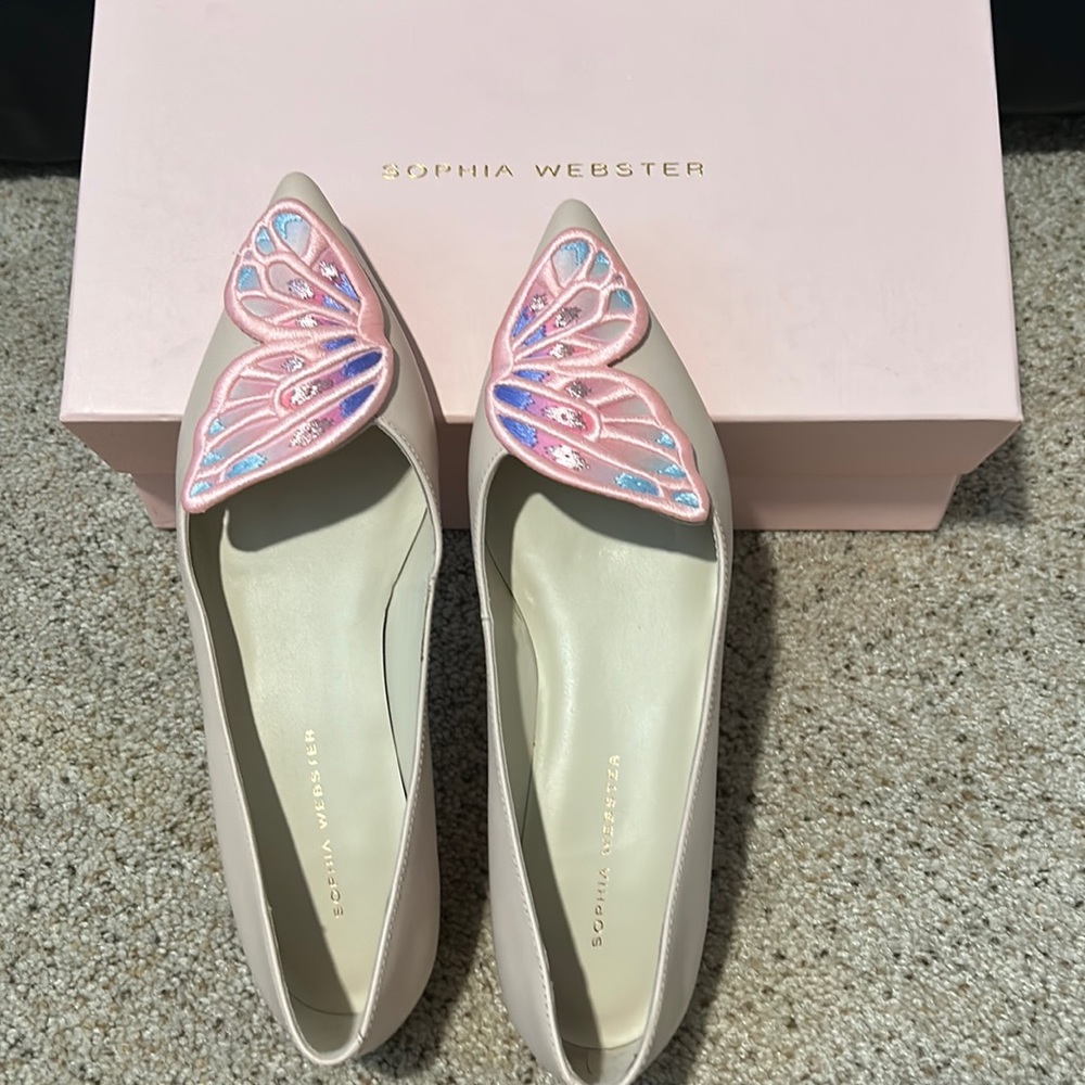 Sophia Webster nude pink butterfly flat